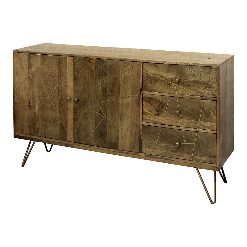 3-Drawer TV stand with Geometric Inlay