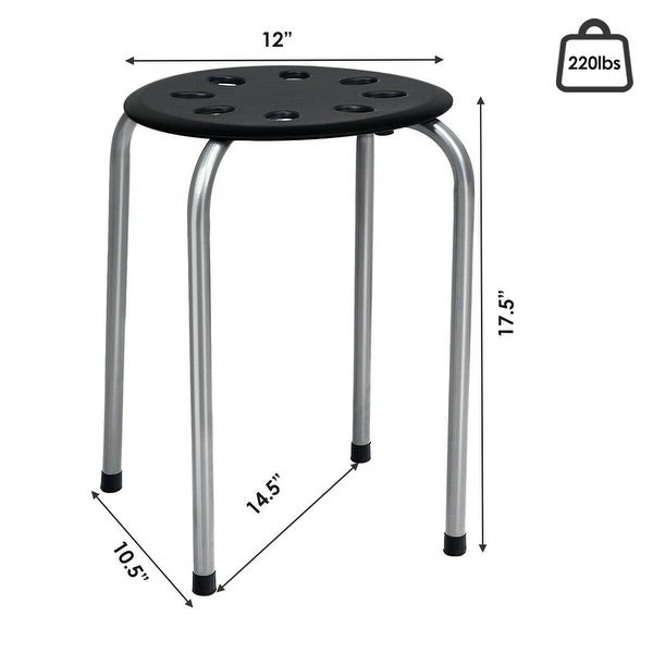 Set of 6 Portable Plastic Stack Stools - 14.5