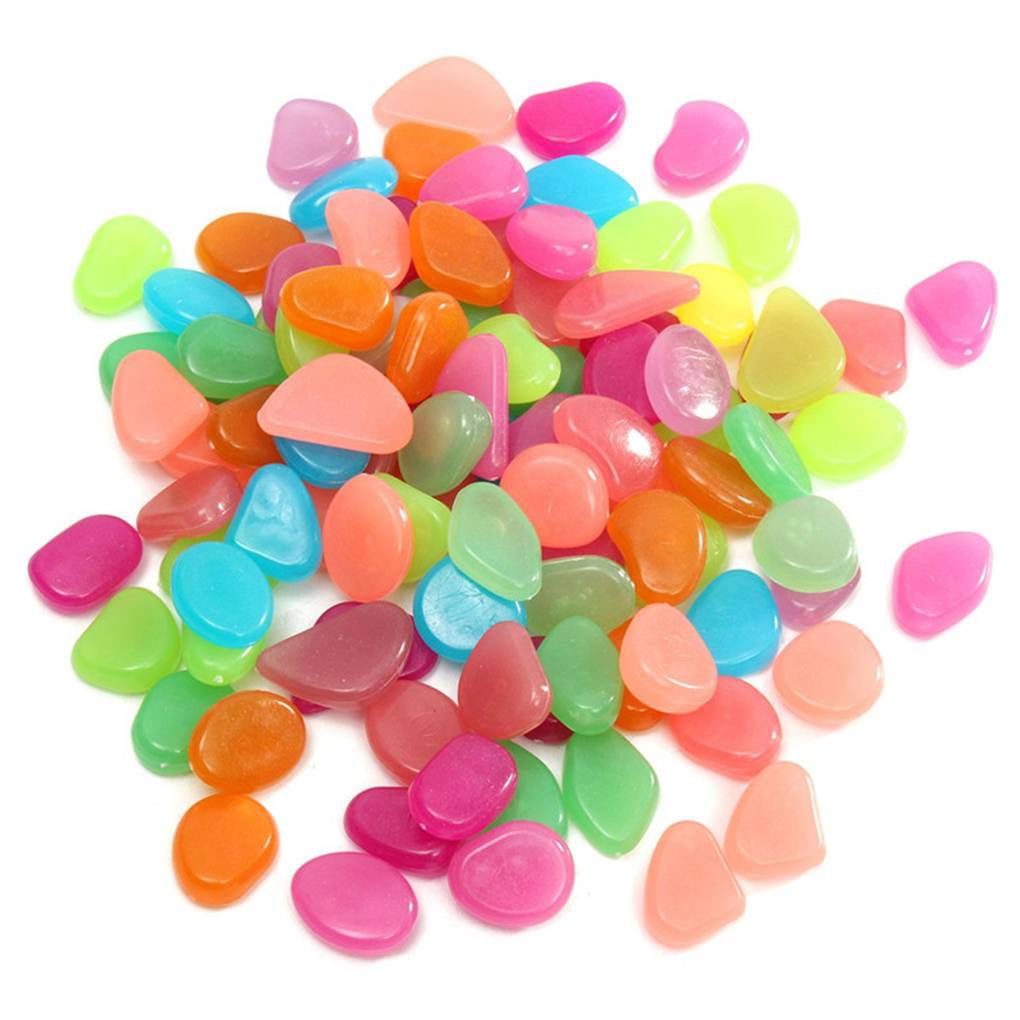 100pcs Fish Tank Fluorescent Pebble Garden Parterre Decor Glow Stone Aquarium Ornament Marbles Rocks