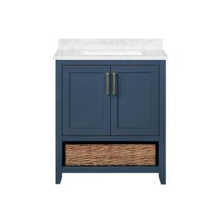 Home Decorators Collection Newhall 30 in. W x 22 in. D x 34.5 in. H Single Sink Bath Vanity in Grayish Blue with White Cultured Marble Top Newhall 30GB