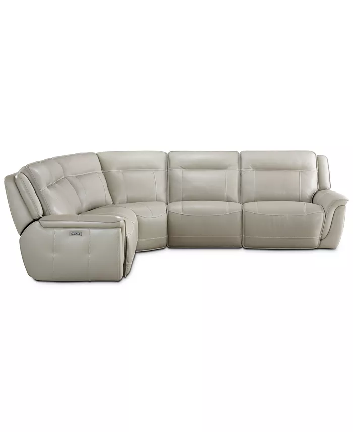 Furniture Lenardo 5-Pc. Leather Sectional with 2 Power Motion Recliners