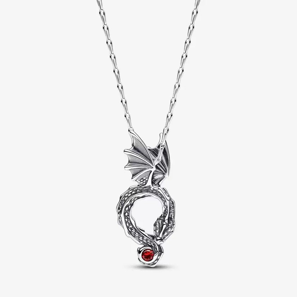 PANDORA  Game of Thrones Curved Dragon Pendant Necklace in Sterling Silver