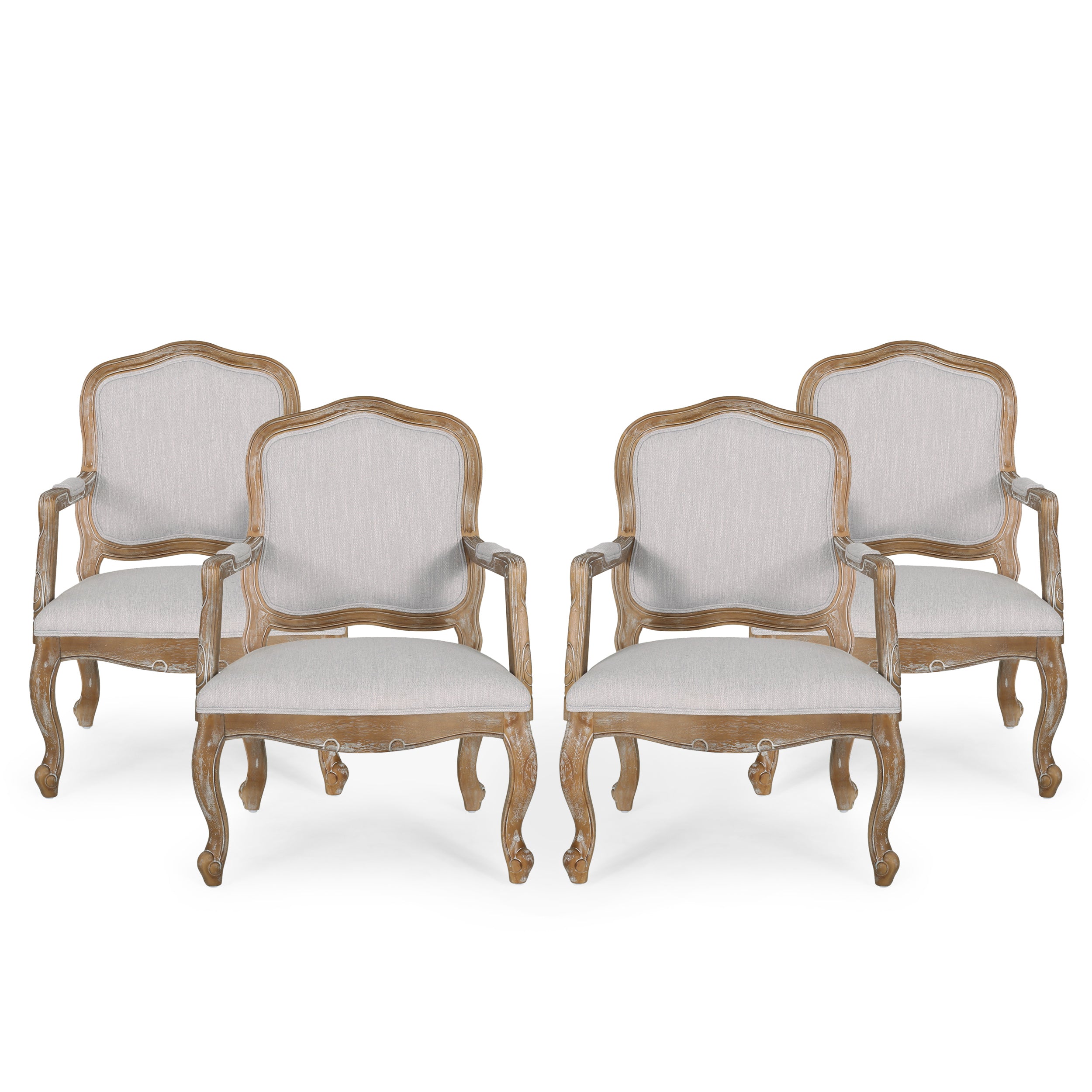 Stene French Country Wood Upholstered Dining Armchair