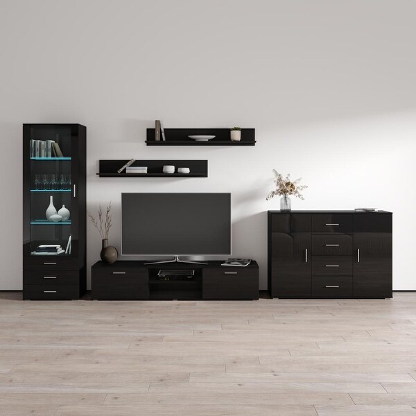 Soho 2 Modern Wall Unit Entertainment Center with 16 Color LED Lights