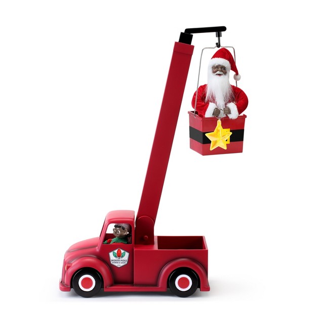 Santa Claus Cherry Picker Animated Musical Christmas Decoration