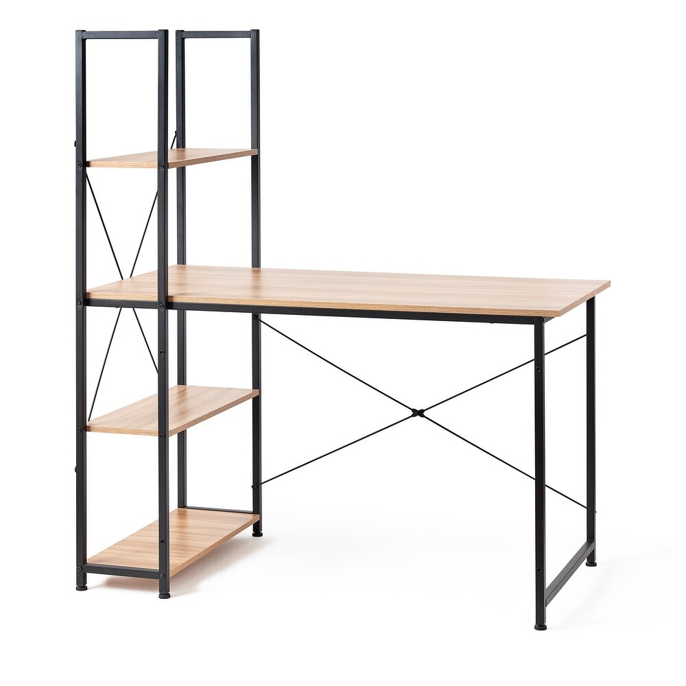 Suprima Desk   Tall Bookshelf X Style   Beech