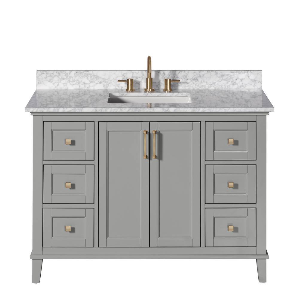 Home Decorators Collection Grayson 49 in. W x 22 in. D x 35 in. H Vanity in Storm Grey with White Marble Vanity Top 20305-VS49C-ST