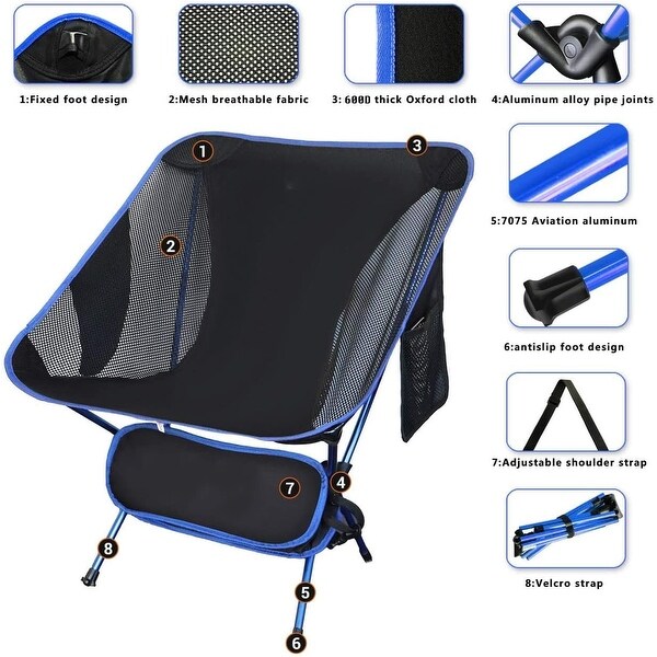 Camping Chair，Lightweight，Backpacking Chair，Collapsible Foldable Chairs，Portable w/Carry Bag and Shoulder Strap