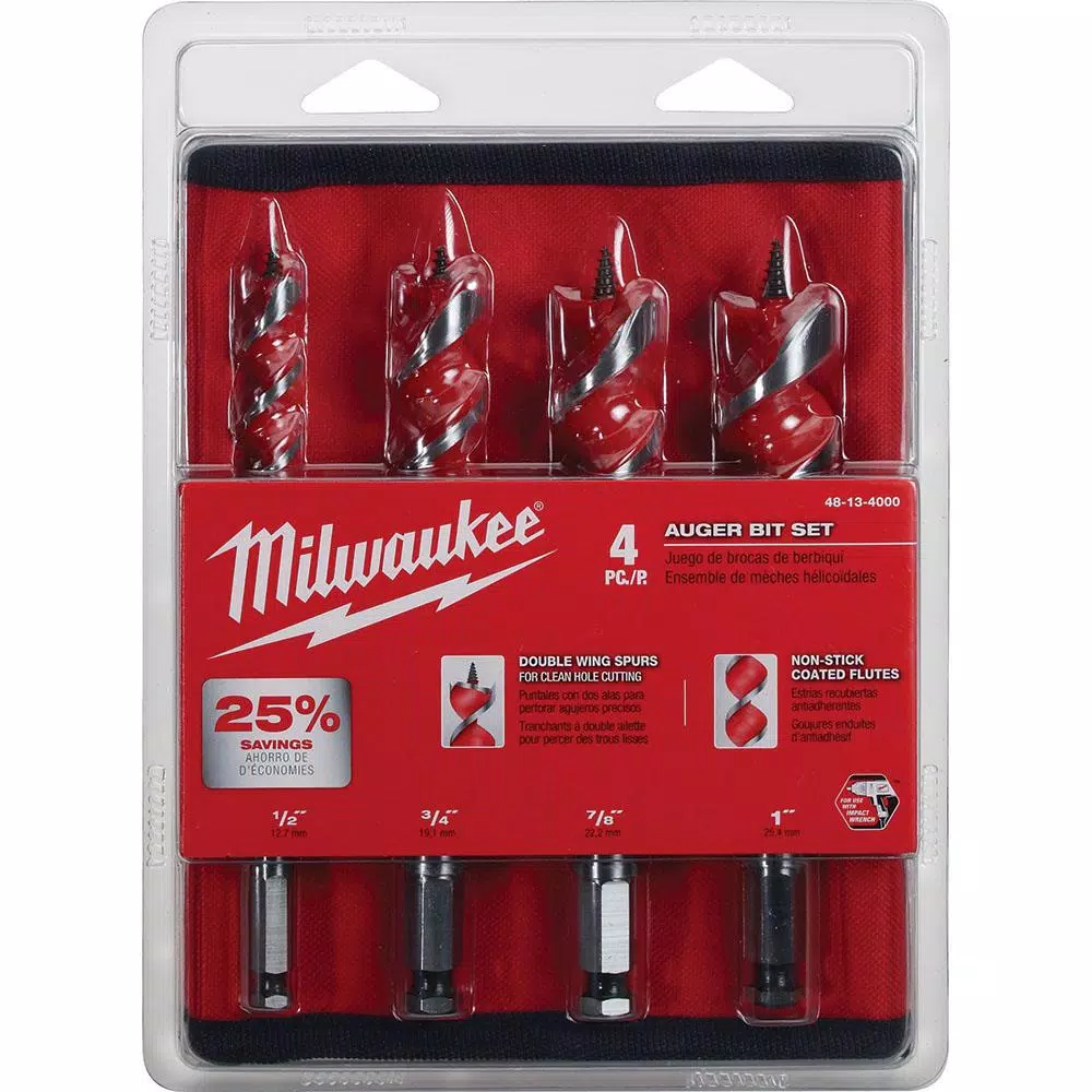 Milwaukee Spur Auger Wood Drilling Bit Set (4-Piece) and#8211; XDC Depot