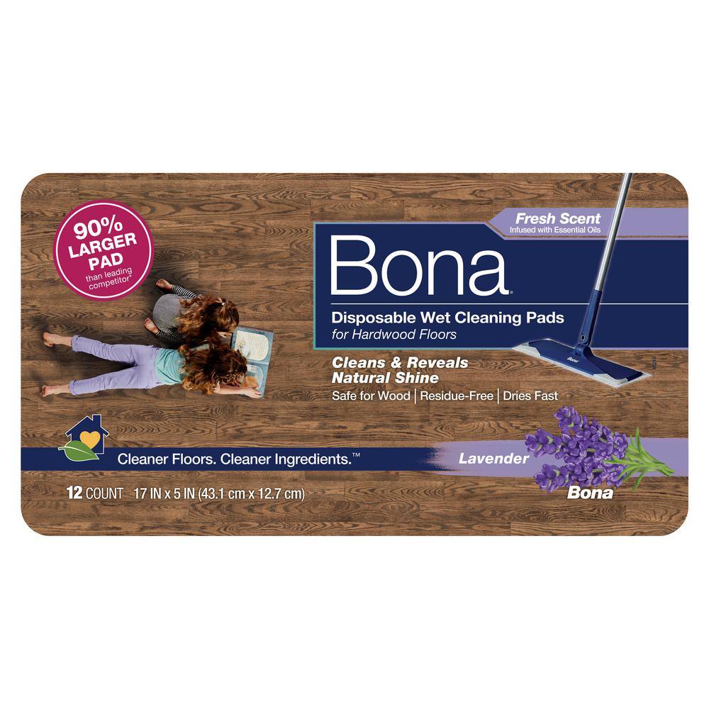 Bona Hardwood Floor Disposable Wet Cleaning Pads Lavender Scent (12 Count) (2-Pack) AX0003658