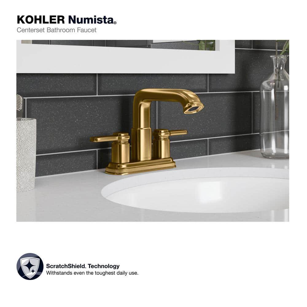 KOHLER Numista 4 in Centerset 2Handle Bathroom Faucet in Vibrant Brushed Moderne Brass