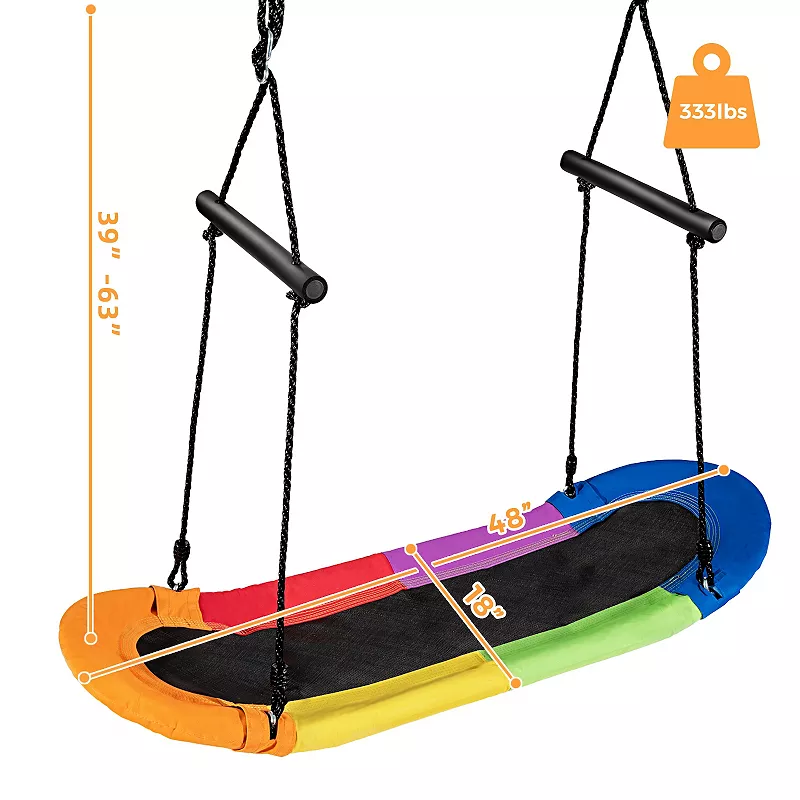 Saucer Tree Swing Surf Kids Outdoor Adjustable Oval Platform Set with Handle