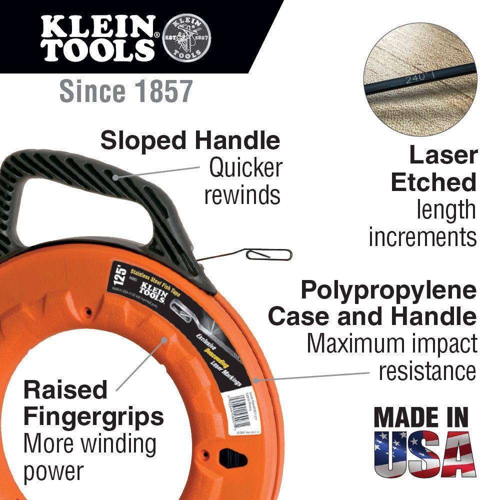 Klein Tools 65 ft. Steel Depthfinder Fish Tape and Conduit Fitting and Reaming Screwdriver Tool Set M2O07101KIT