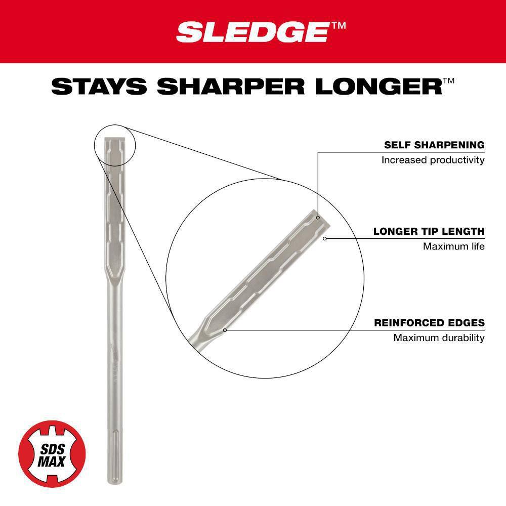 MW 1 in. x 16 in. SLEDGE SDS-MAX Flat Chisel 48-62-4252