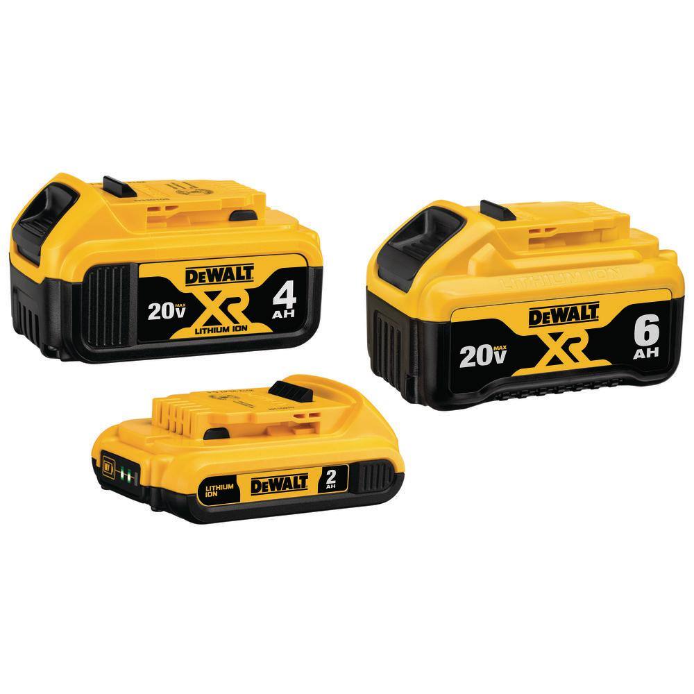 DW 20V MAX XR Premium Lithium-Ion 6.0Ah Battery 20V MAX XR 4.0Ah Battery and 20V MAX 2.0Ah Battery DCB346-3