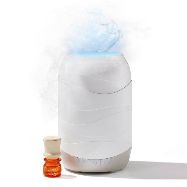 200ml Waves Ultrasonic Diffuser Cascading Mist And Light Plus Essential Oil Blend Lifelines