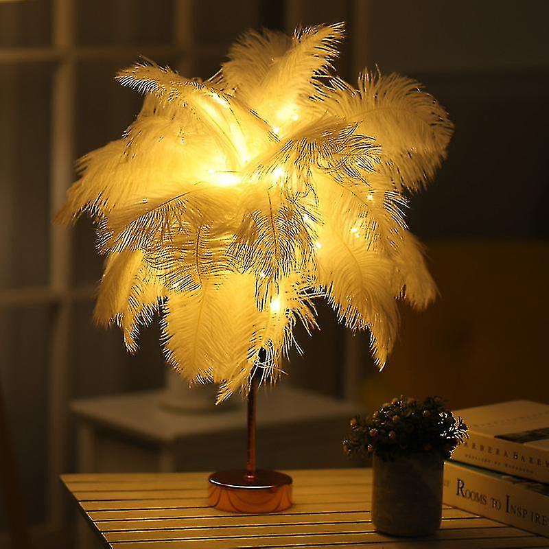 Feather Table Lamp， Feather Led Night Lamp With Remote Control For Bedroom Wedding