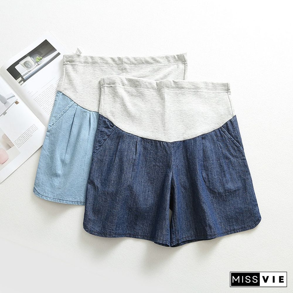 Maternity Pregnancy Women Pregnant Summer Denim Shorts Over Bump Pants Casual