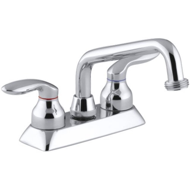 kohler 15271-4-cp coralais(r) threaded spout and lever handles utility sink faucets， polished chrome