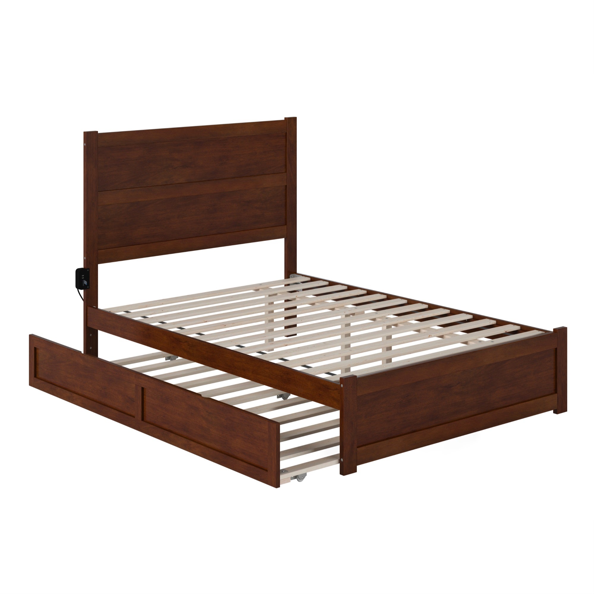 NoHo Full Bed with Footboard and Twin Trundle in Walnut