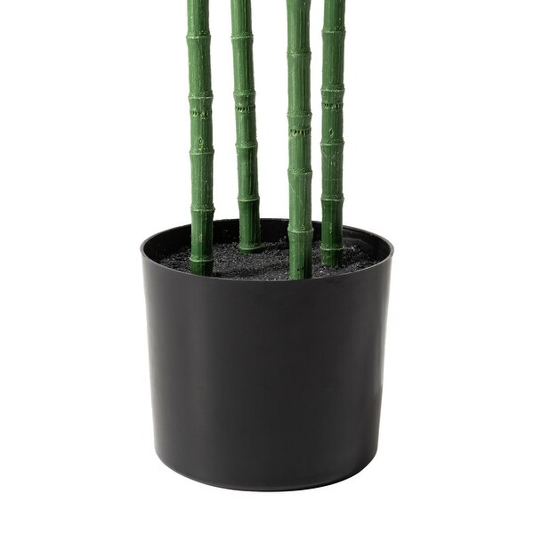 Glitzhome 60H Real Touch Fronds Artificial Palm Tree With Black Pot