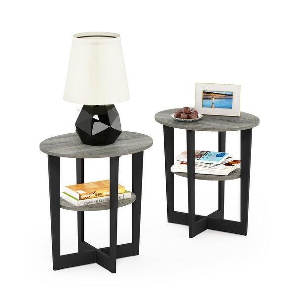 Furinno JAYA Oval End Table， Set of Two