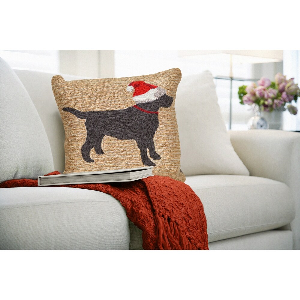 Liora Manne Frontporch Christmas Dog Indoor/Outdoor Pillow Neutral 18\