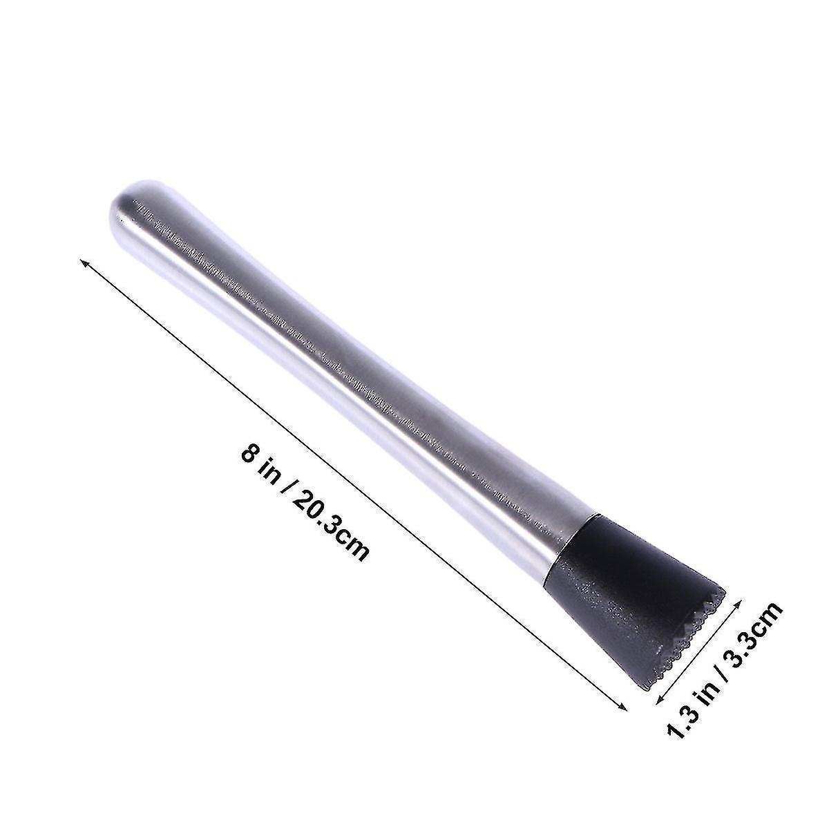 Stainless Steel Cocktail Muddler Wine Stirrer Ice Crusher Stick With Grooved Plastic Head