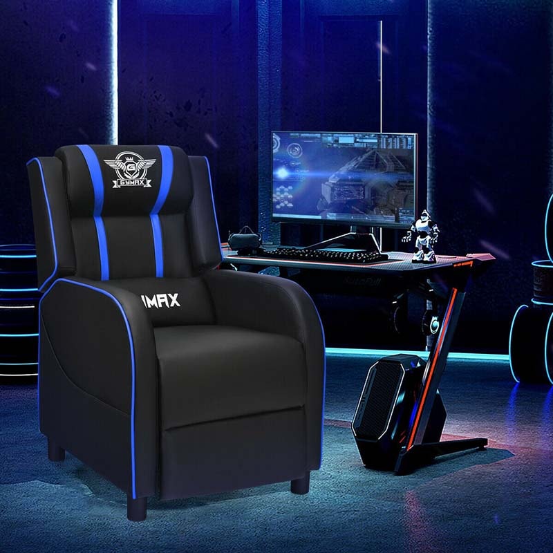 Massage Gaming Recliner Chair with Footrest, Racing Style Gaming Sofa, Lounge Sofa, PU Leather Single Sofa, Home Theater Seat