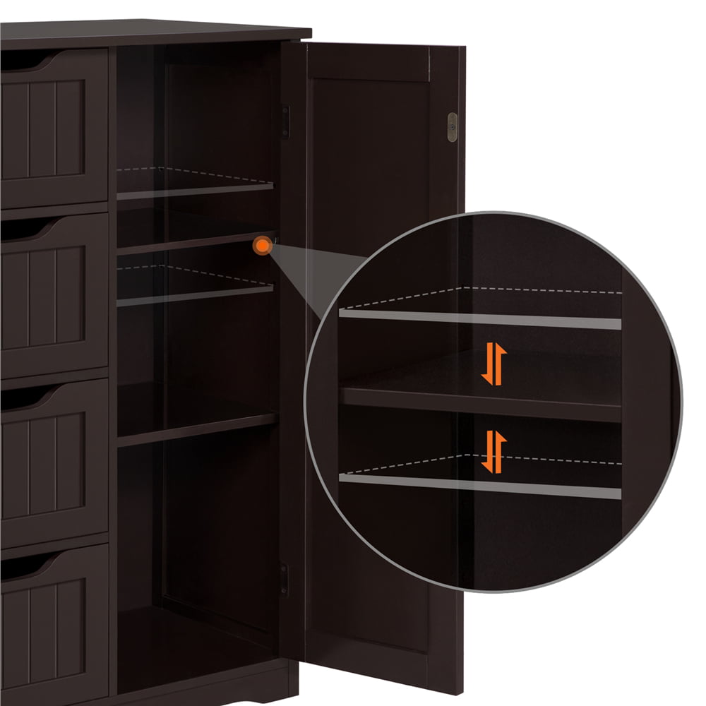 Yaheetech Wooden Cabinet Storage Unit with Drawers & Cupboard for Bathroom, Espresso