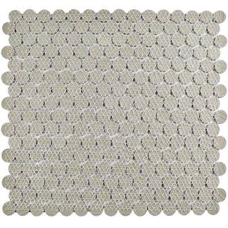 Merola Tile Hudson Penny Round Matte White 12 in. x 12 58 in. x 5 mm Porcelain Mosaic Tile 10.7 sq. ft.  case FKOMPR10