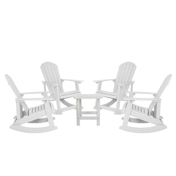 Set of 4 Poly Resin Adirondack Rocking Chairs with 1 Side Table