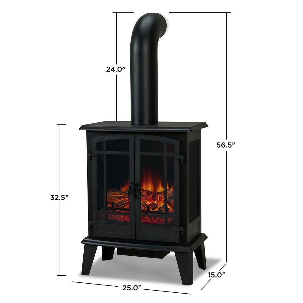 Real Flame Foster 25 in. Freestanding Iron Electric Fireplace in Black 5020E-BK