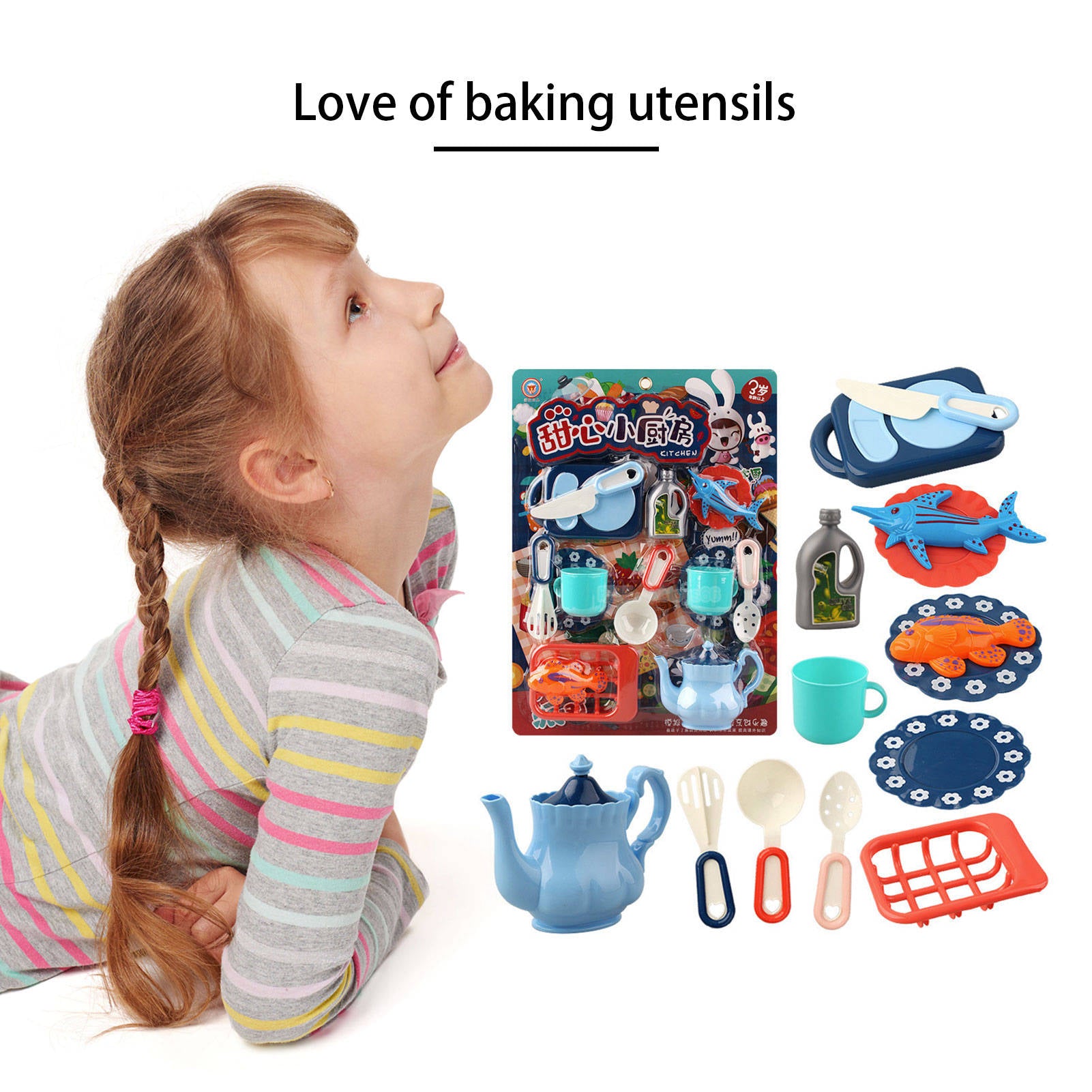 KABOER Cute Mini Kitchen Toy Set Tableware Kitchen Utensils Cooking