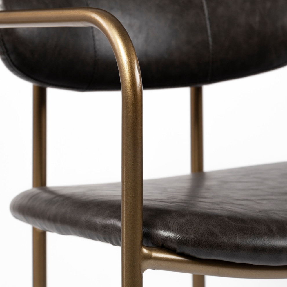 Parker Brown Faux Leather Seat Gold Metal Dining Chair (Set of 2)   Midcentury   Dining Chairs   by Mercana  Houzz