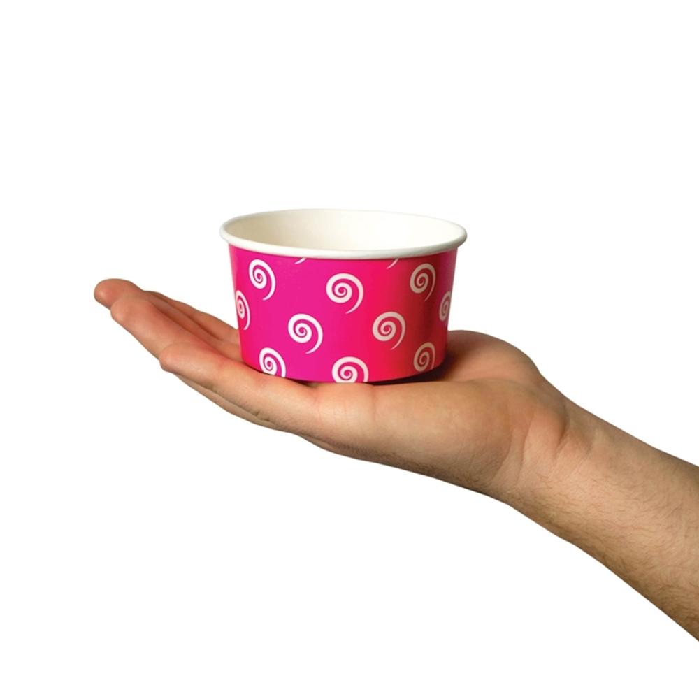 [1，000 Count] 6 oz Paper Ice Cream Cups - Pink Swirl Disposable Bowls for Desserts， Treats， and Snacks - Frozen Dessert Supplies