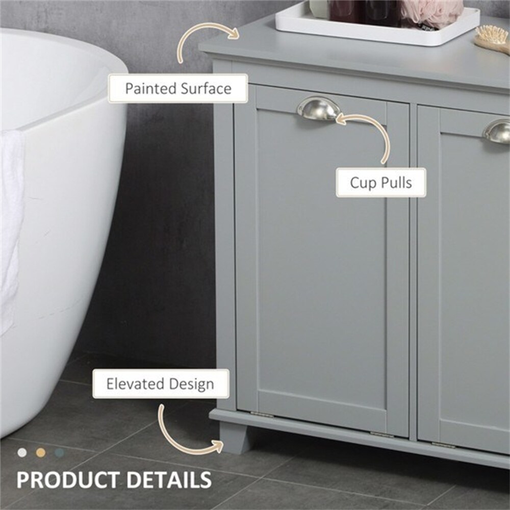 Grey Tilt Out Laundry Sorter Bathroom Storage Cabinet