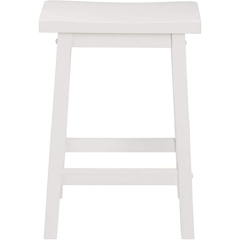 PJ Wood Classic Saddle-Seat 24 Tall Kitchen Counter Stools， White， (Set of 2)