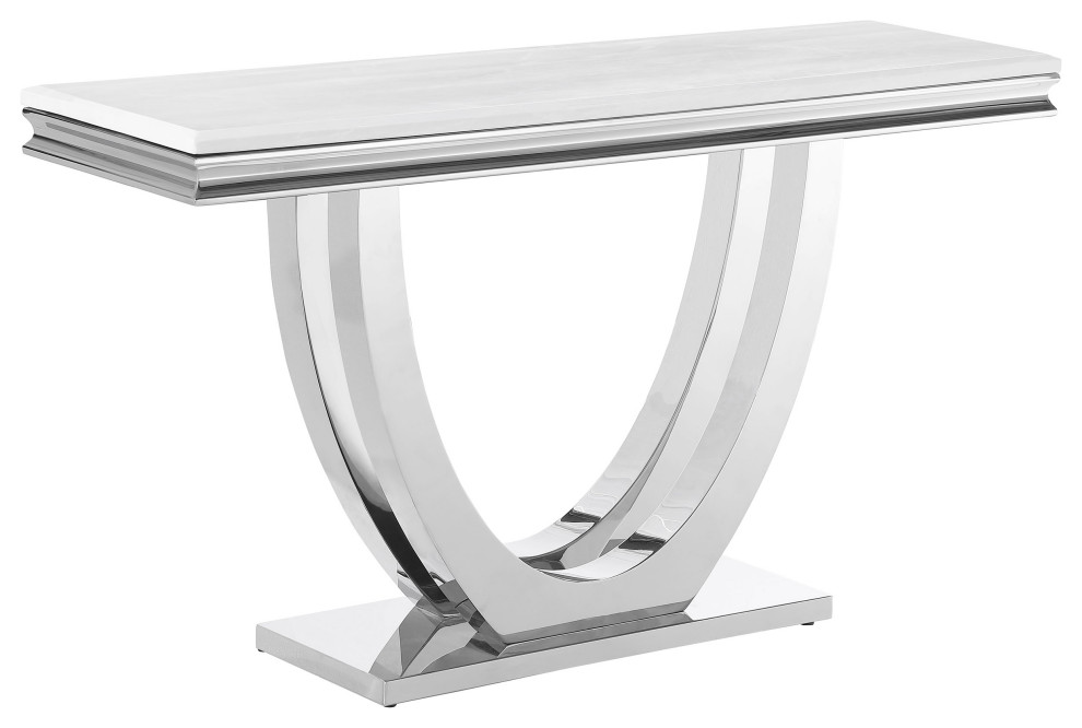 Kerwin U base Rectangle Sofa Table White and Chrome   Modern   Console Tables   by Modon  Houzz