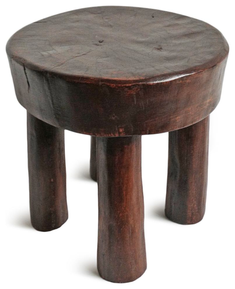 Consigned Ivory Coast Wood Stool 9   Rustic   Accent And Garden Stools   by Design Mix Furniture  Houzz