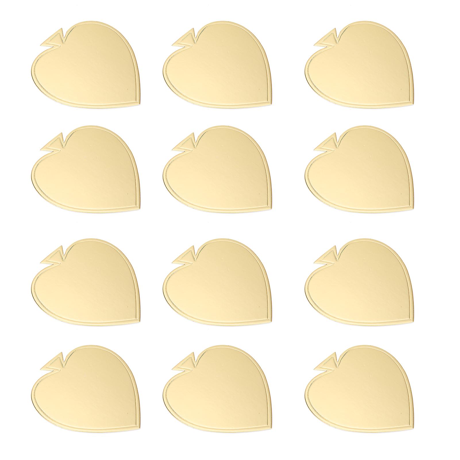 100 Pcs Mini Cake Boards， Heart-shaped Mousse Cakeboards Base Cupcake Dessert Display Tray For Valentine's Day Christmas [gold]