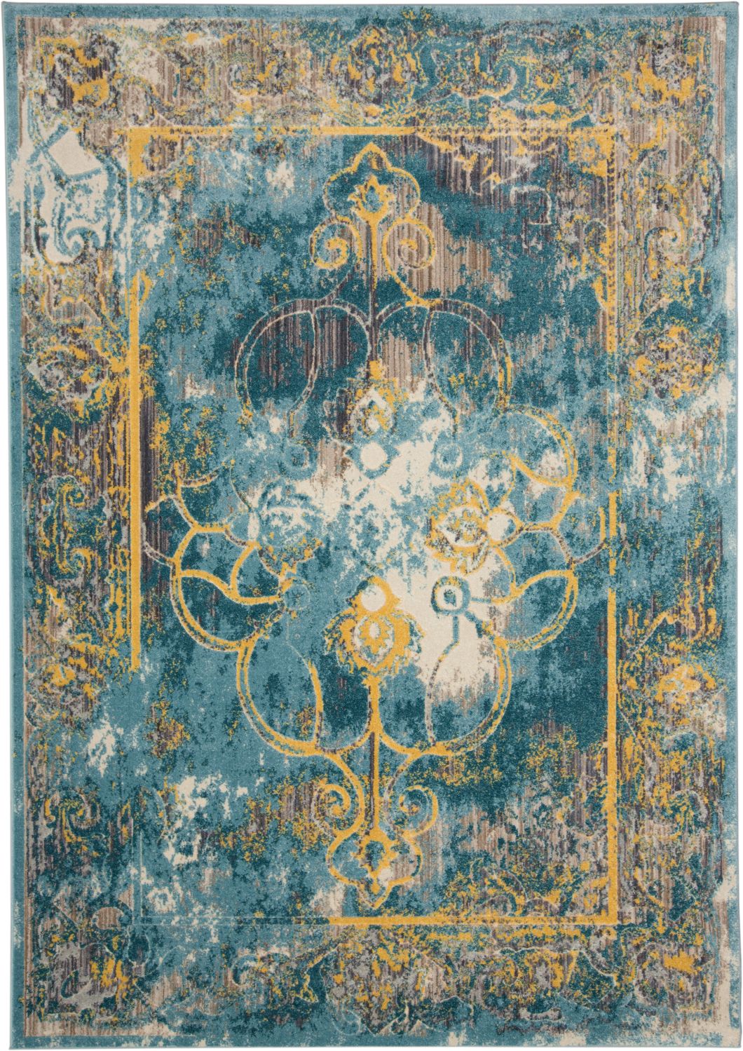 Arsene Teal and Yellow Rug by BD Fine