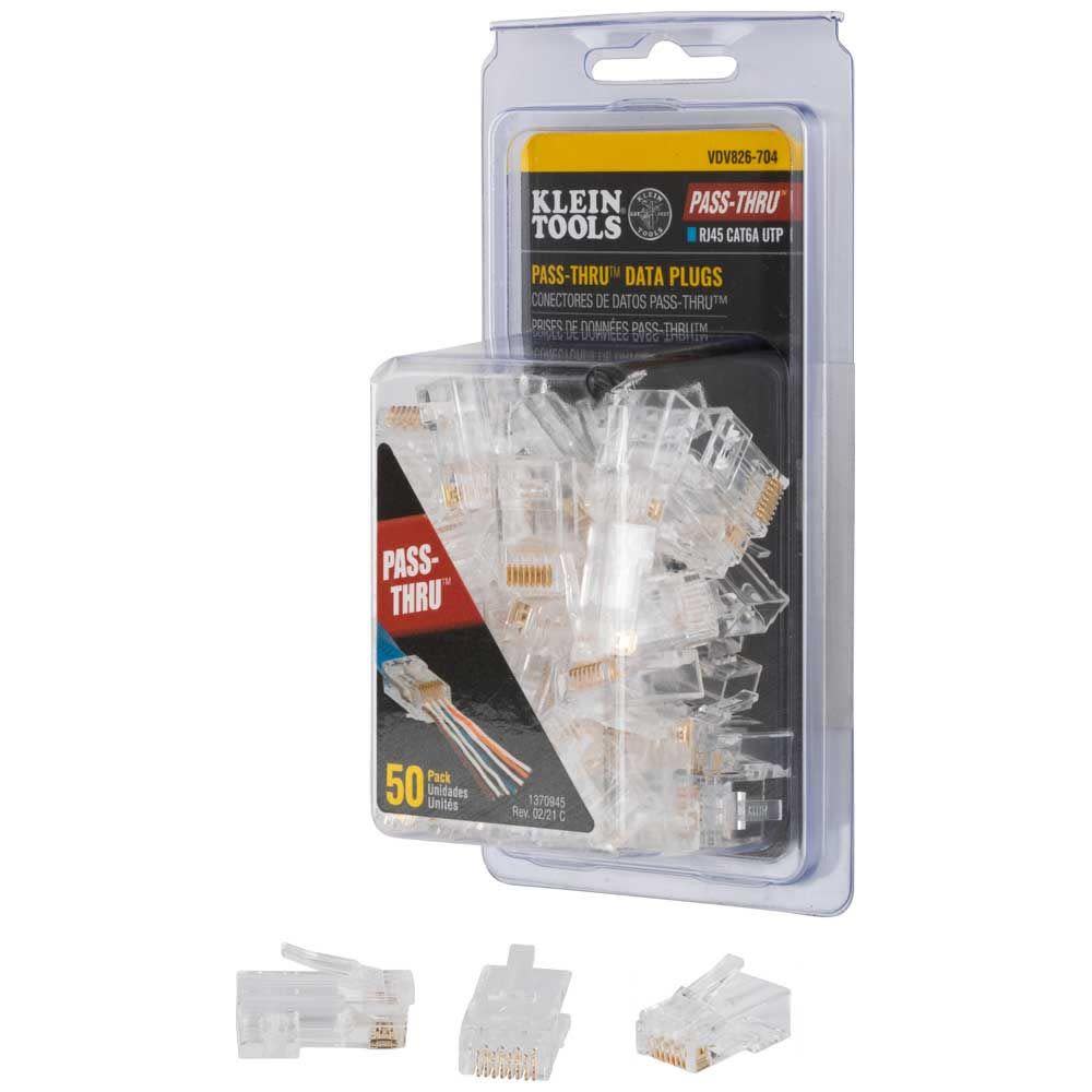 Klein RJ45 CAT6A UTP Pass Thru Plug 50pk