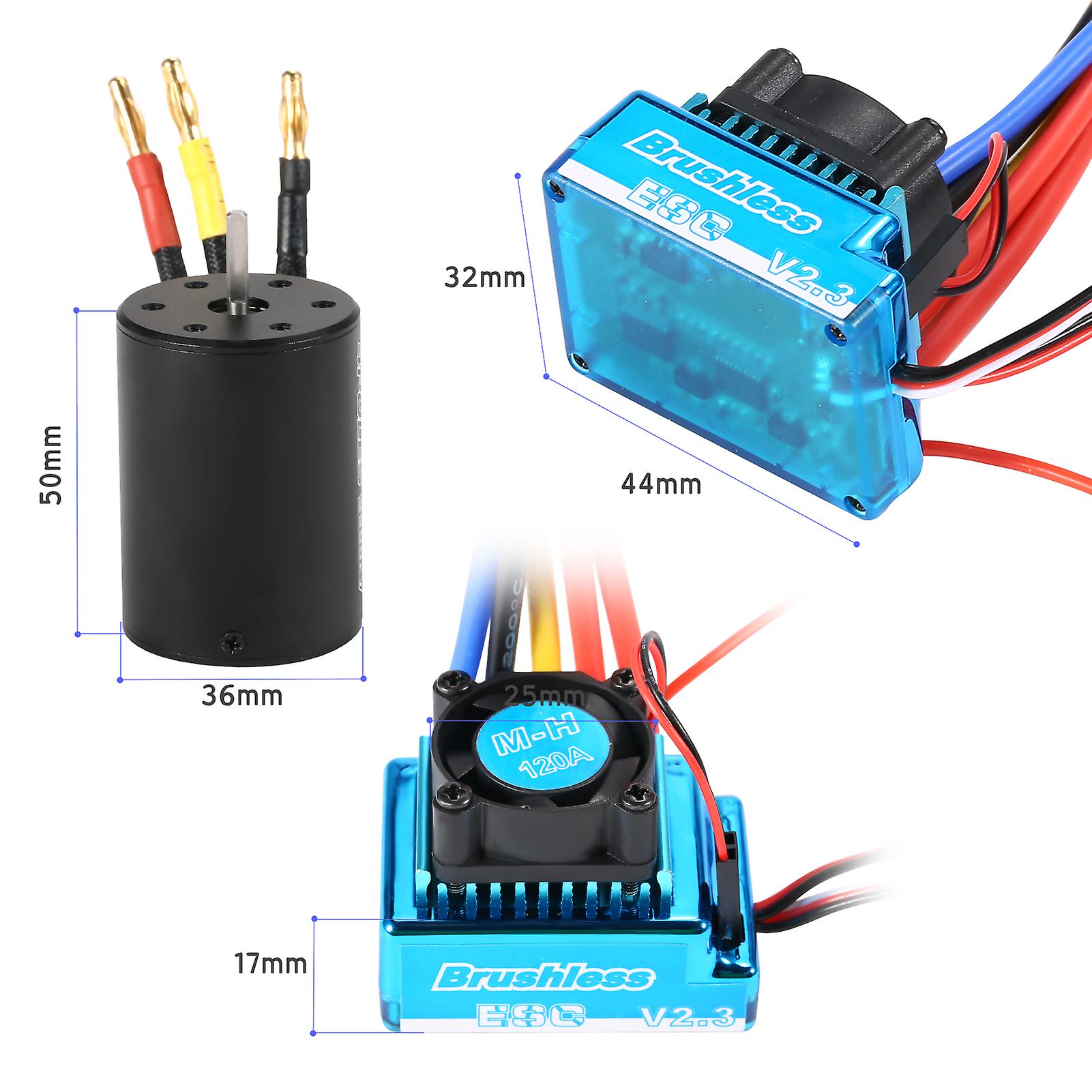 3650 3900kv Waterproof Brushless Motor With 120a Brushless Esc With 5.8v/3a Bec Set For 1/10 Rc Car No.246007