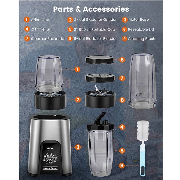 1000W Multifunctional Smoothie Blender for Shakes and Smoothies