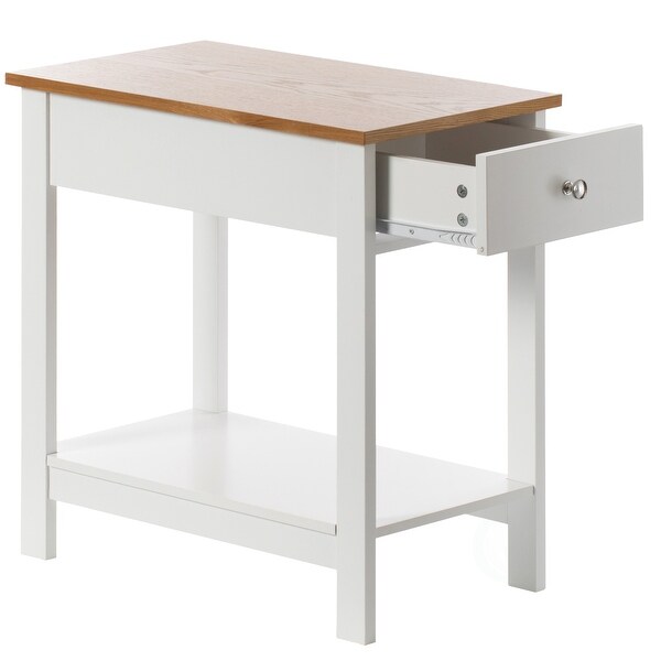 White Side Table With Drawer For Entryway，Living room，or Bedroom