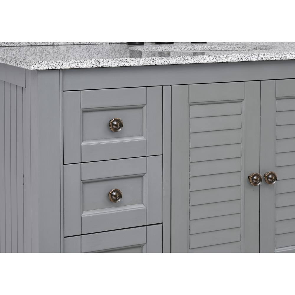 Home Decorators Collection Hamilton 43 in. W x 22 in. D x 35 in. H Open Shutter Bathroom Vanity Cabinet in Grey with Grey Granite Top 19084-VS43-GR