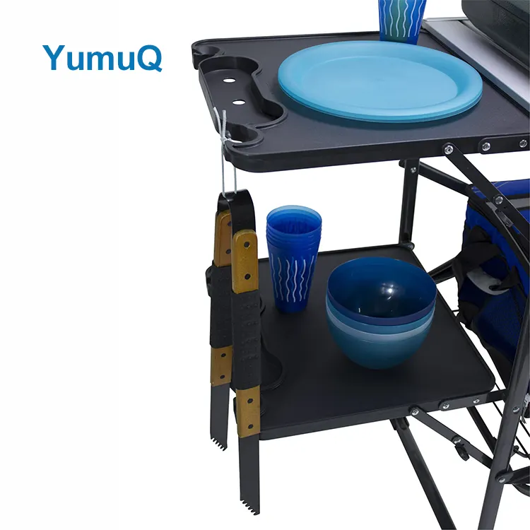 YumuQ Camp Portable Picnic Mobile Kitchen Station Cabinets Table Set Folding Storage With Windscreen