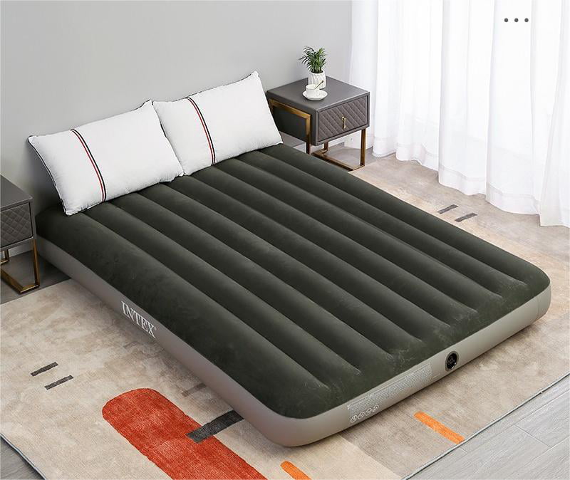 WANDF Bed Air Bed Camping Air Mattress Inflatable Bed Blow Up Mattresses Black 53.9 x 75 x 9.8 inches，Green