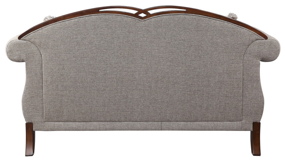 Benzara BM250250 Loveseat  Button Tufted Back and Queen Anne Legs  Gray/Brown   Victorian   Loveseats   by Uber Bazaar  Houzz